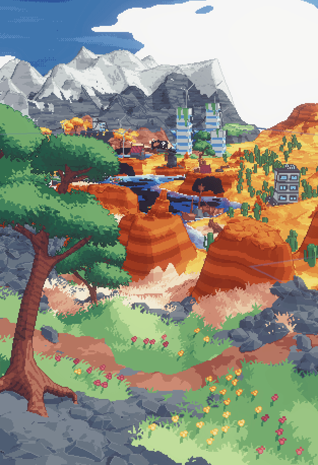 A perspective view of the world of Spilled!. It's never used in game, but it still looks neat.